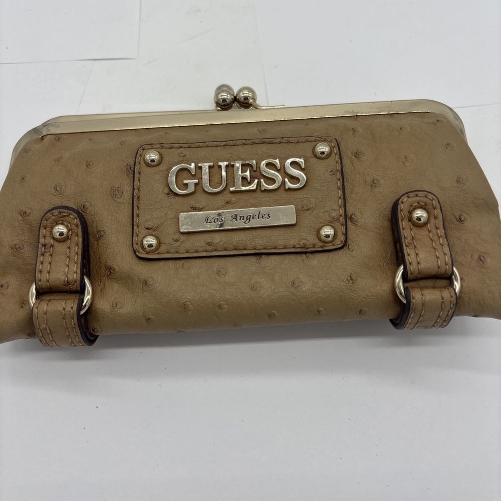 Vintage 1990S Guess Cognac  Double Clutch Wallet .